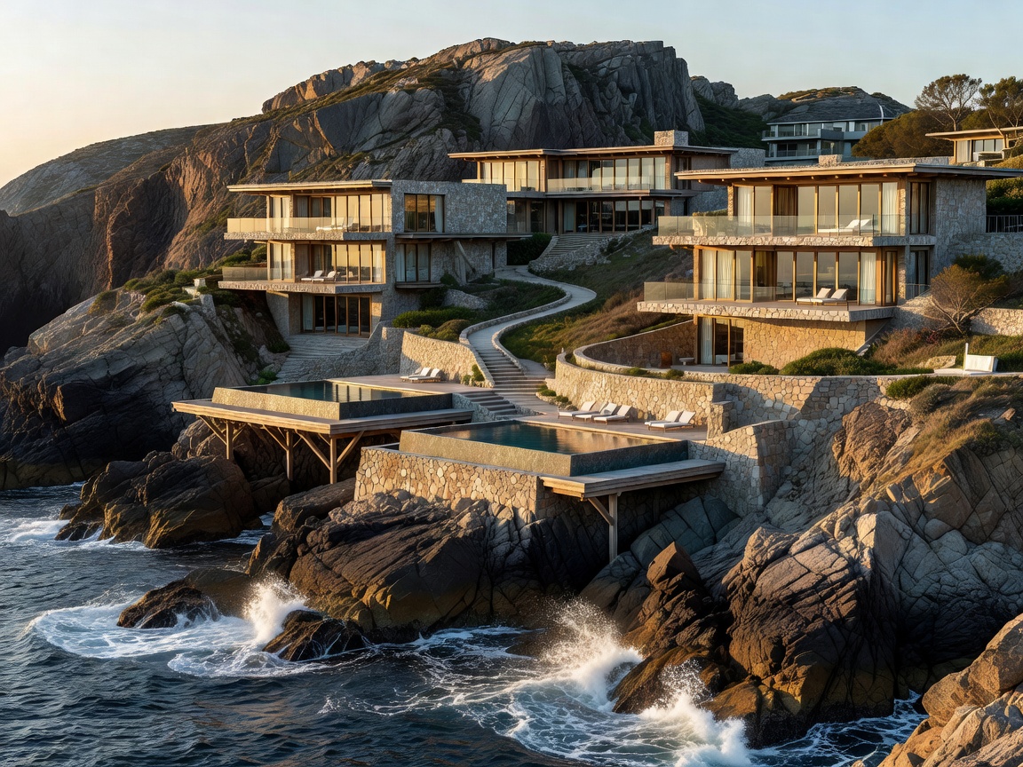 Resort property built on a rocky waterfront